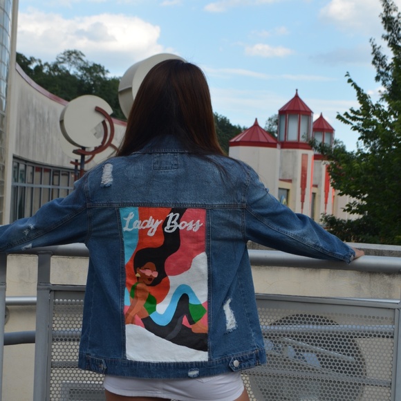 Hand Painted Lady Boss Jean Jackets - Picture 2 of 5